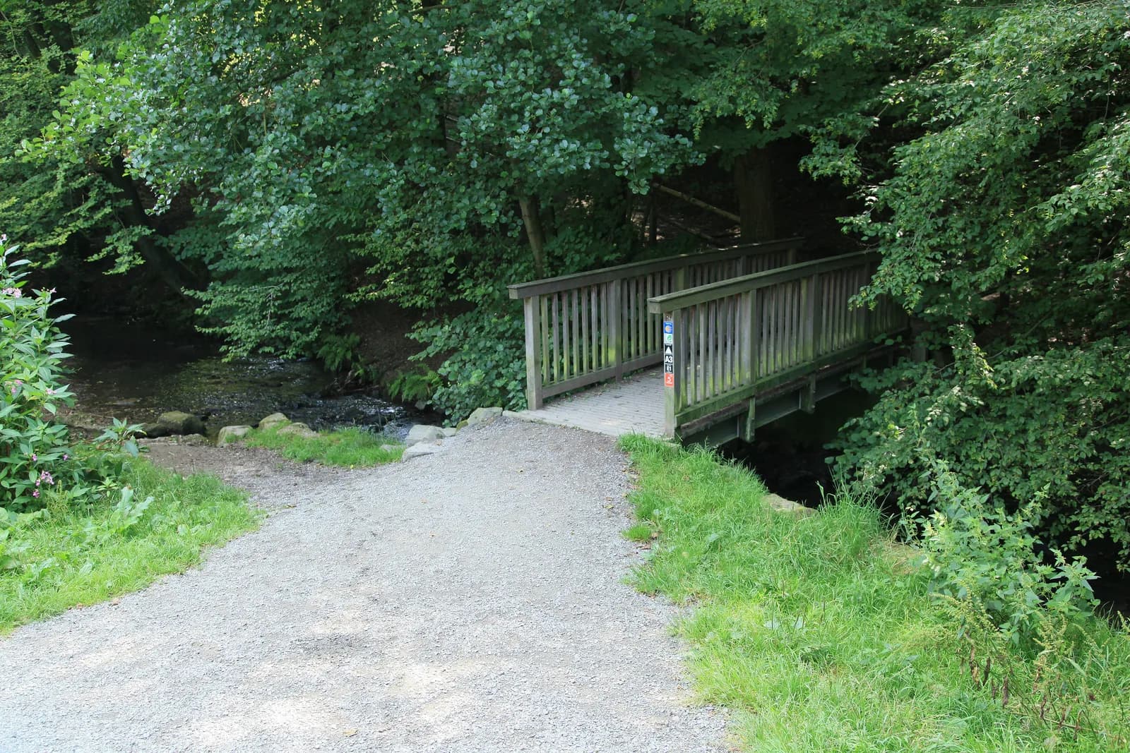 Holzbrücke über den Eifgenbach im Eifgenbachtal bei Wermelskirchen