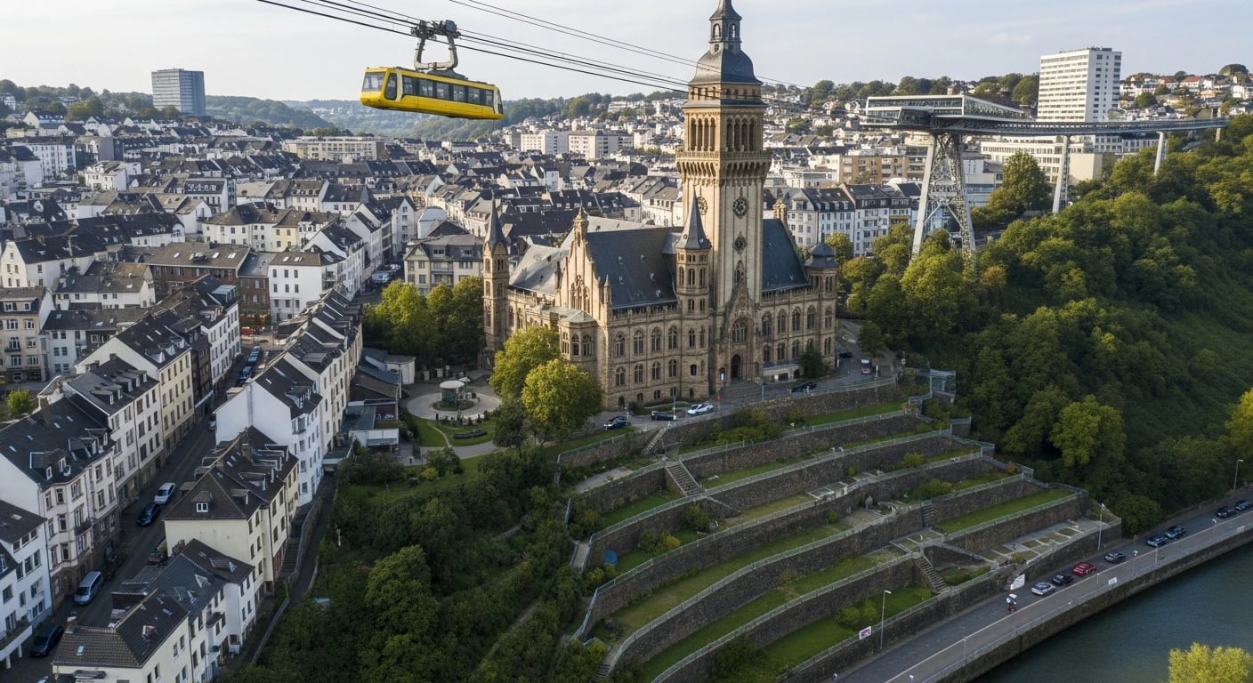 Wuppertal Barmen Schwebebahn und Rathaus – Monteurzimmer im historischen Stadtteil