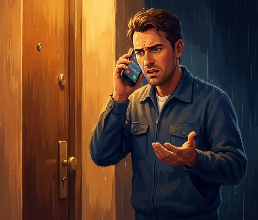 Monteur versucht vergeblich den Vermieter bei einem Problem zu erreichen